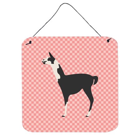 MICASA Llama Q Ara Pink Check Wall or Door Hanging Prints6 x 6 in. MI234166